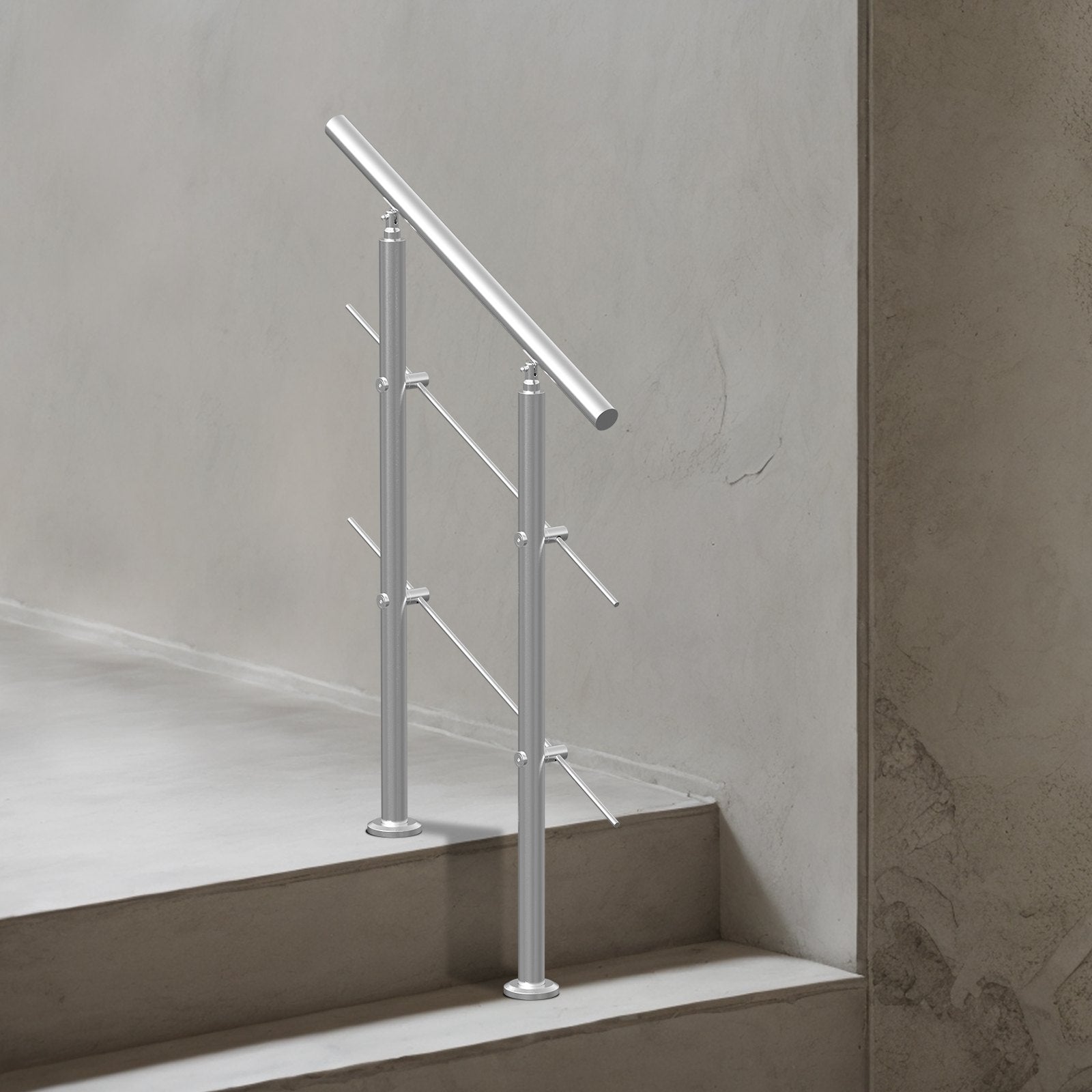 Mobility & Accessibility: VEVOR Handrails for Outdoor Steps, 31.5in Length 2 Crossbars Stair Hand Rail Kit, Transitional Stainless Steel Railings w/ Installation Kit, Double-column Staircase Handrails for Seniors,Porch & Deck