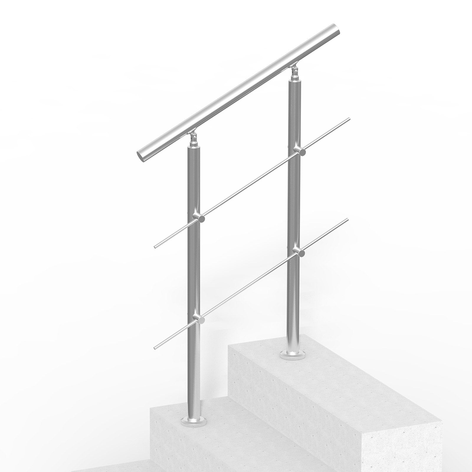 Mobility & Accessibility: VEVOR Handrails for Outdoor Steps, 31.5in Length 2 Crossbars Stair Hand Rail Kit, Transitional Stainless Steel Railings w/ Installation Kit, Double-column Staircase Handrails for Seniors,Porch & Deck