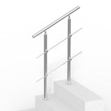 Mobility & Accessibility: VEVOR Handrails for Outdoor Steps, 31.5in Length 2 Crossbars Stair Hand Rail Kit, Transitional Stainless Steel Railings w/ Installation Kit, Double-column Staircase Handrails for Seniors,Porch & Deck