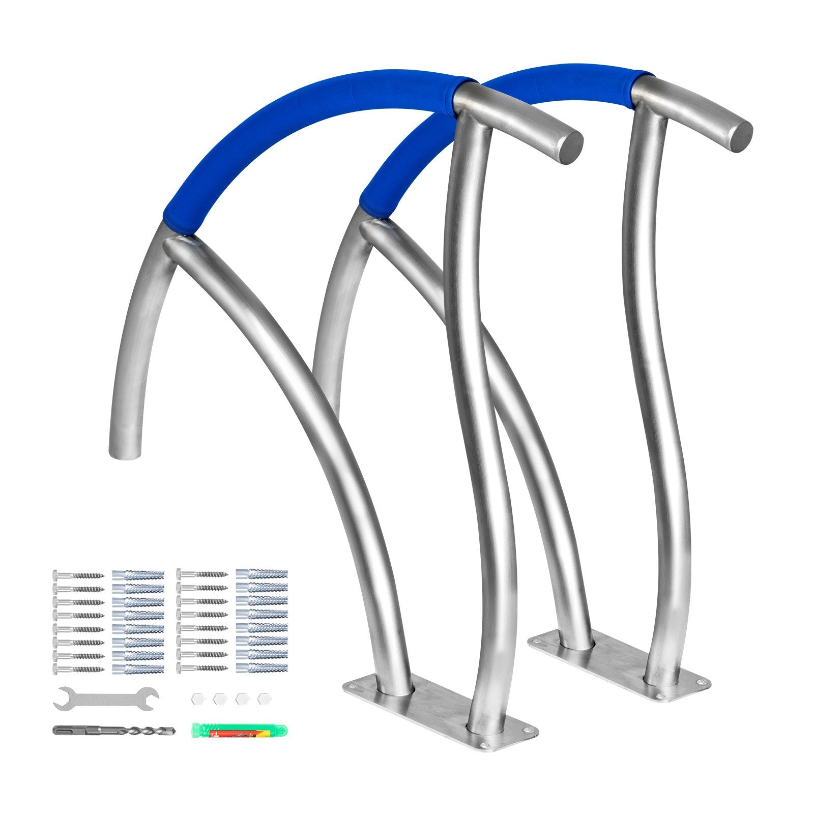 Swimming Pools: VEVOR Pool Handrail, 30" x 30" Swimming Pool Stair Rail, 2 PCs Stainless Steel Stair Pool Hand Rail Rated 375lbs Load Capacity, Pool Rail with Quick Mount Base Plate, and Complete Mounting Accessories