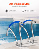 Swimming Pools: VEVOR Pool Handrail, 30" x 30" Swimming Pool Stair Rail, 2 PCs Stainless Steel Stair Pool Hand Rail Rated 375lbs Load Capacity, Pool Rail with Quick Mount Base Plate, and Complete Mounting Accessories