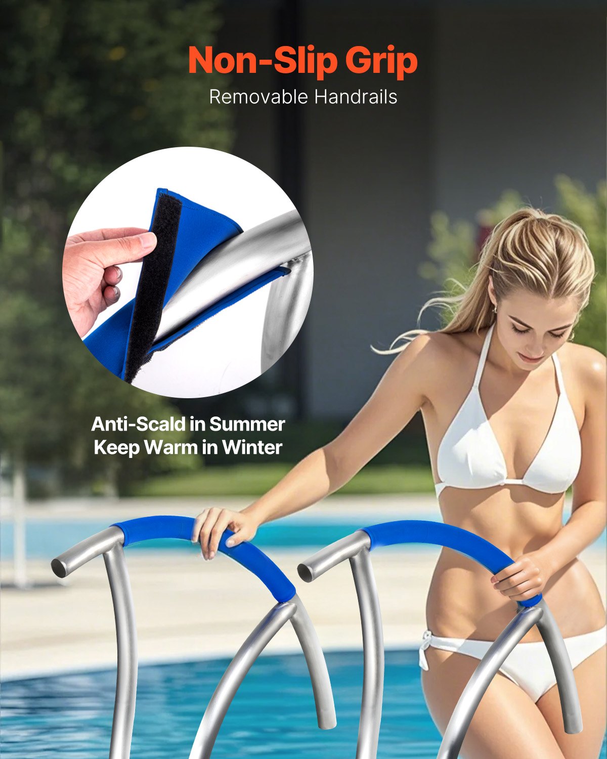 Swimming Pools: VEVOR Pool Handrail, 30" x 30" Swimming Pool Stair Rail, 2 PCs Stainless Steel Stair Pool Hand Rail Rated 375lbs Load Capacity, Pool Rail with Quick Mount Base Plate, and Complete Mounting Accessories