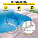 Swimming Pools: VEVOR Pool Rail 30x22 Pool Railing 304 Stainless Steel 250LBS Load Capacity Silver Rustproof Pool Handrail Humanized Swimming Pool Handrail with Blue Grip Cover & M8 Drill Bit & Self-Taping Screws