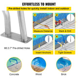 Swimming Pools: VEVOR Pool Rail 30x22 Pool Railing 304 Stainless Steel 250LBS Load Capacity Silver Rustproof Pool Handrail Humanized Swimming Pool Handrail with Blue Grip Cover & M8 Drill Bit & Self-Taping Screws