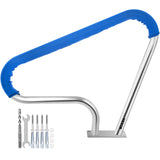Swimming Pools: VEVOR Pool Rail 39x32 Pool Railing 304 Stainless Steel 250LBS Load Capacity Silver Rustproof Pool Handrail Humanized Swimming Pool Handrail with Blue Grip Cover & M8 Drill Bit & Self-Taping Screws