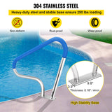 Swimming Pools: VEVOR Pool Rail 39x32 Pool Railing 304 Stainless Steel 250LBS Load Capacity Silver Rustproof Pool Handrail Humanized Swimming Pool Handrail with Blue Grip Cover & M8 Drill Bit & Self-Taping Screws