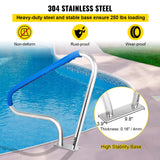 Swimming Pools: VEVOR Pool Rail 48x36 Pool Railing 304 Stainless Steel 250LBS Load Capacity Silver Rustproof Pool Handrail Humanized Swimming Pool Handrail with Blue Grip Cover & M8 Drill Bit & Self-Taping Screws