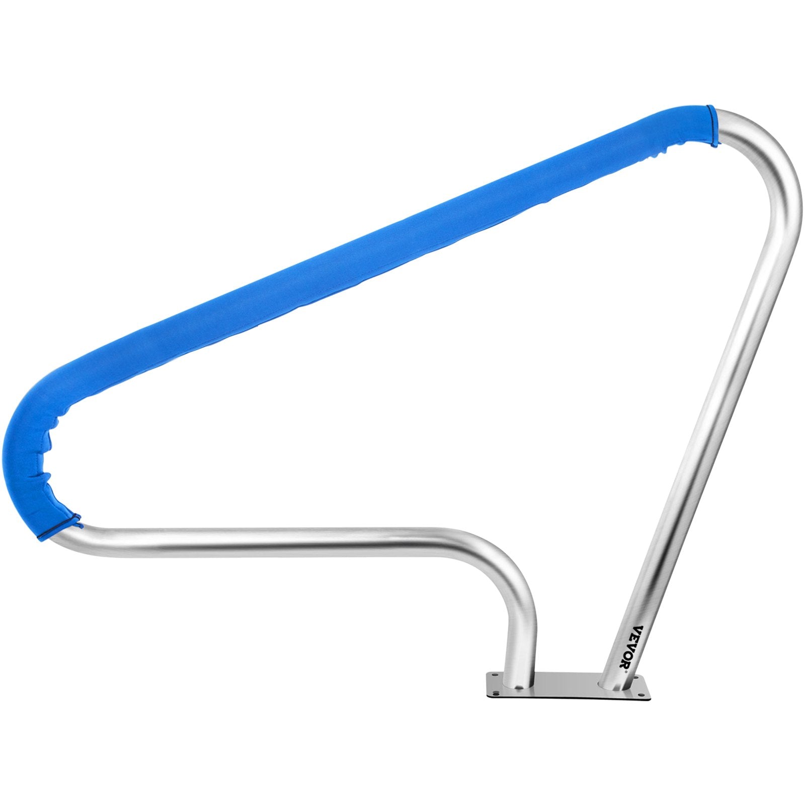 Swimming Pools: VEVOR Pool Rail 48x36 Pool Railing 304 Stainless Steel 250LBS Load Capacity Silver Rustproof Pool Handrail Humanized Swimming Pool Handrail with Blue Grip Cover & M8 Drill Bit & Self-Taping Screws