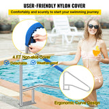 Swimming Pools: VEVOR Pool Rail 55x32 Pool Railing 304 Stainless Steel 250LBS Load Capacity Silver Rustproof Pool Handrail Humanized Swimming Pool Handrail with Blue Grip Cover & M8 Drill Bit & Self-Taping Screws
