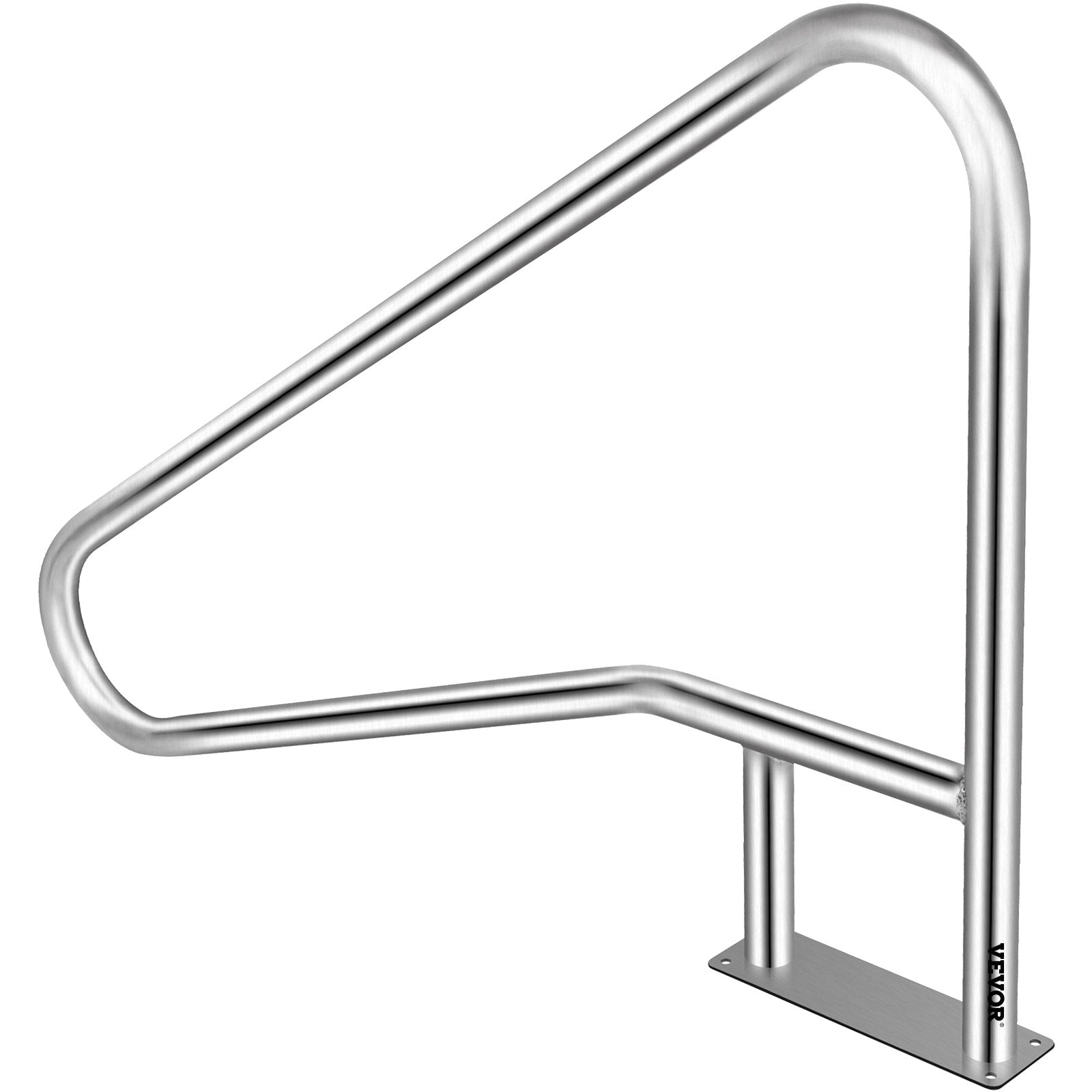 Swimming Pools: VEVOR Pool Rail 55x32 Pool Railing 304 Stainless Steel 250LBS Load Capacity Silver Rustproof Pool Handrail Humanized Swimming Pool Handrail with Blue Grip Cover & M8 Drill Bit & Self-Taping Screws