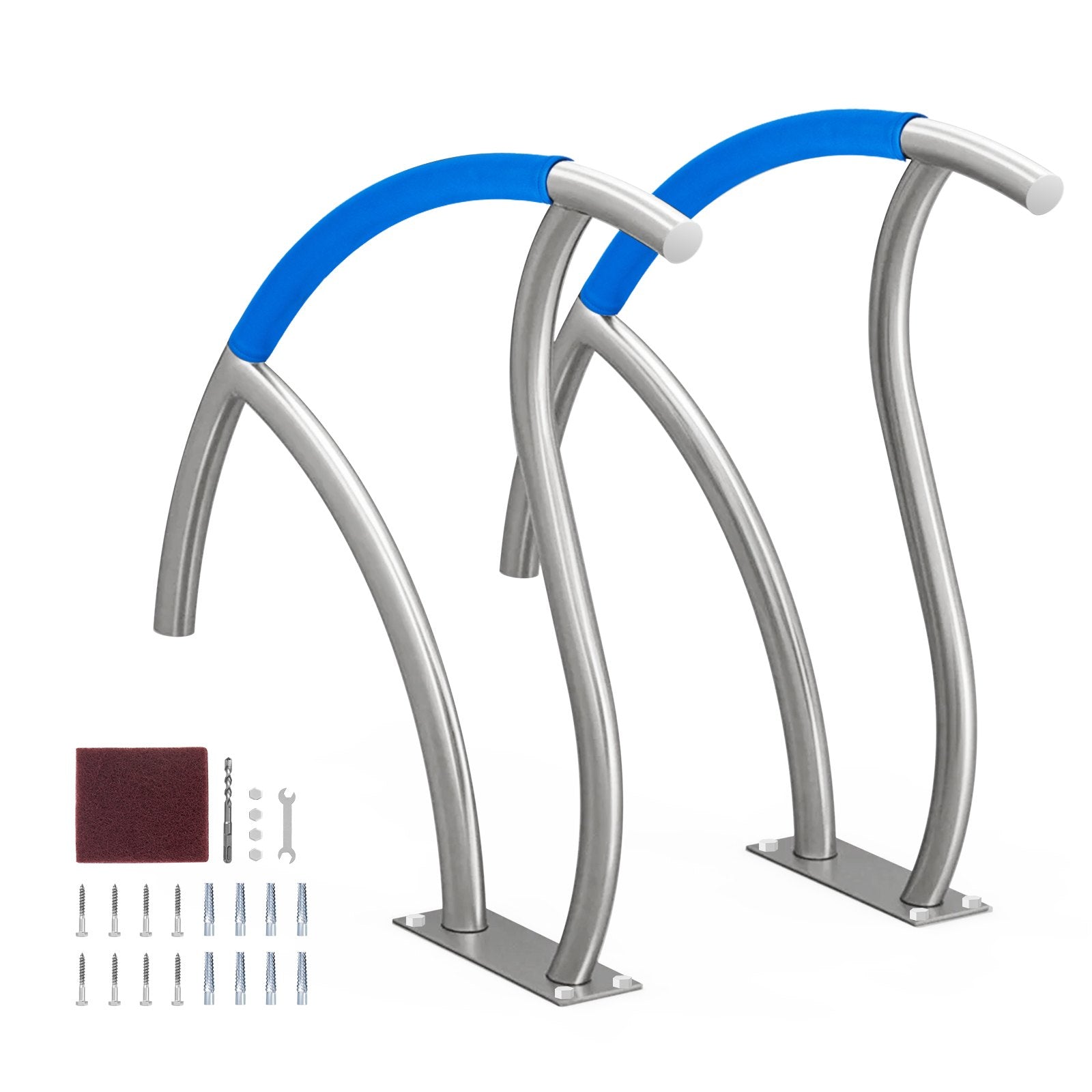 Pool Toys & Inflatables: VEVOR Pool Handrail 2 PCS 30x30in Stainless Steel with Base Plate for Spas