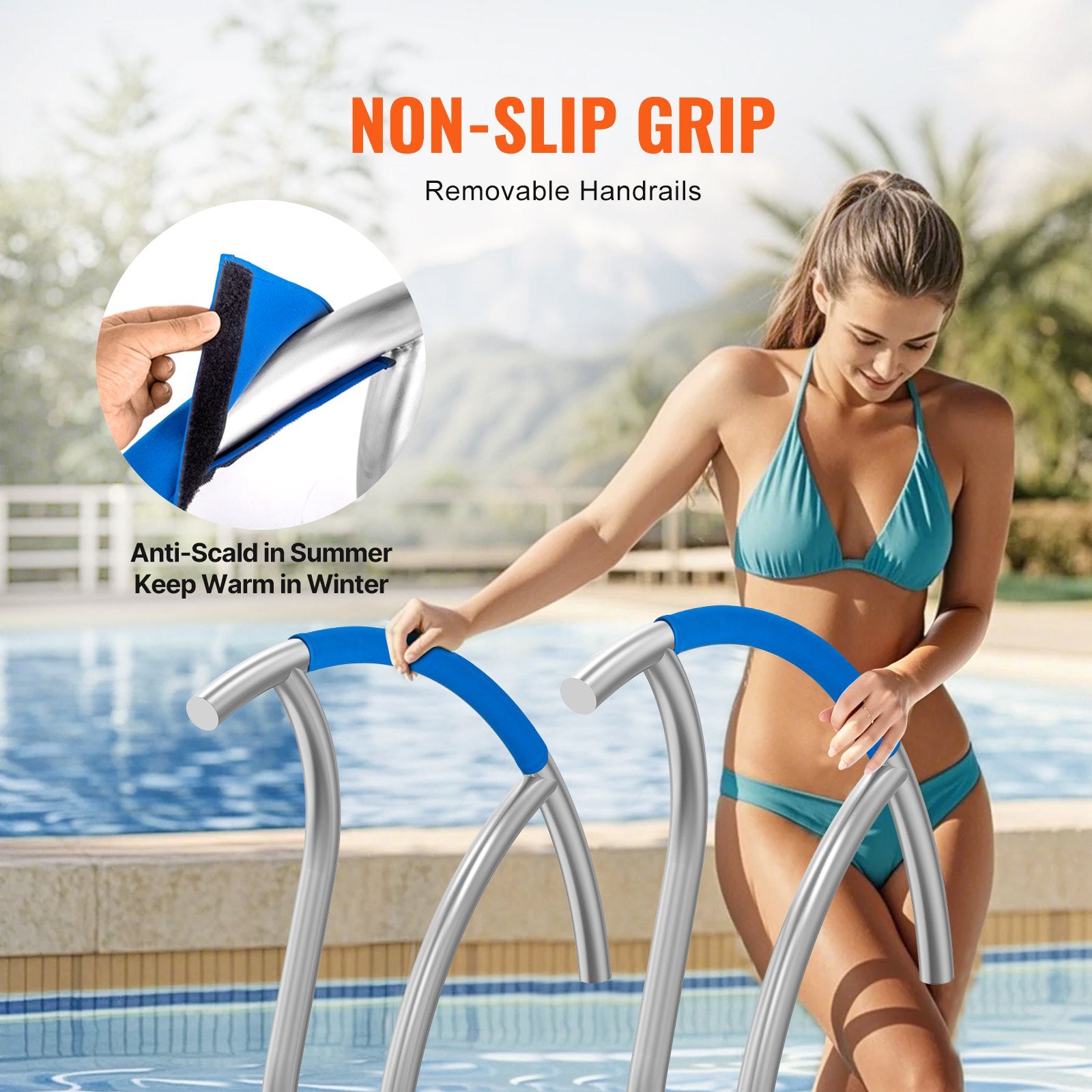 Pool Toys & Inflatables: VEVOR Pool Handrail 2 PCS 30x30in Stainless Steel with Base Plate for Spas