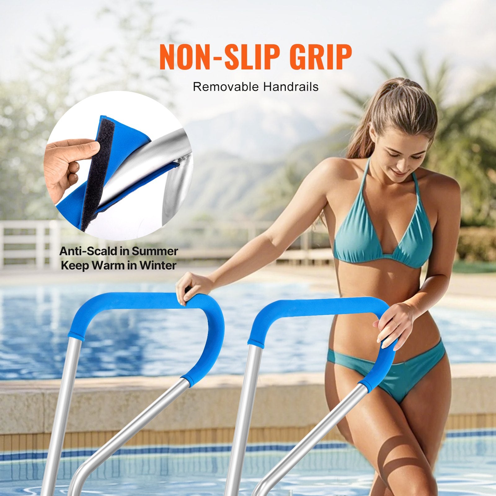 Fire Pits: VEVOR Pool Handrail 39 x 32 inch Stainless Steel with Base Plate for Spas