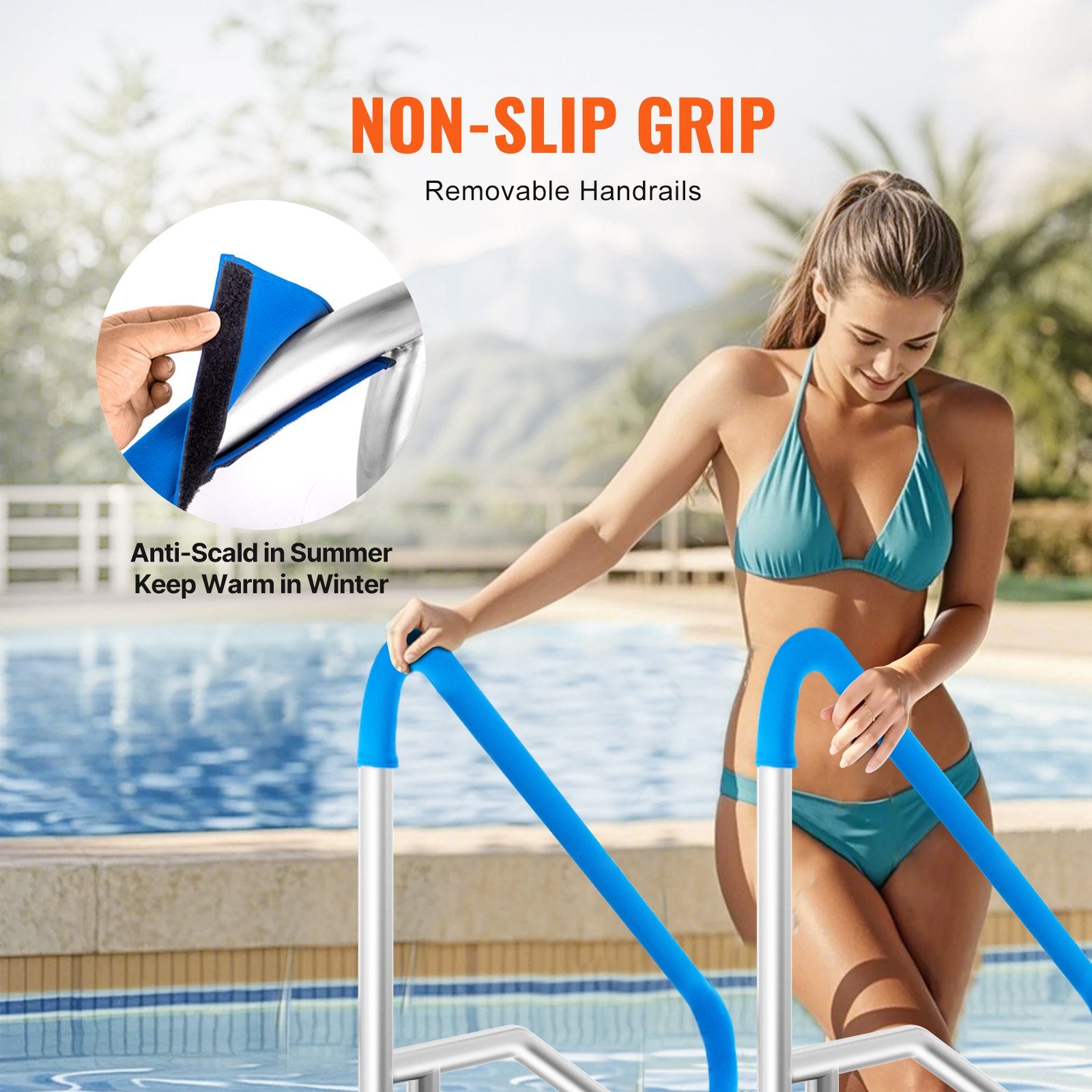 Fire Pits: VEVOR Pool Handrail 54 x 36 inch Stainless Steel with Base Plate for Spas