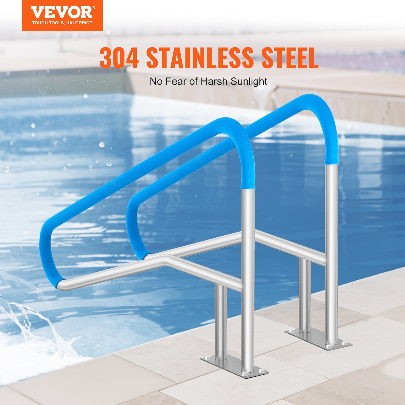 Beds & Bed Frames: VEVOR Pool Handrail 2 PCS 55 x 32 inch Stainless Steel with Base Plate for Spas