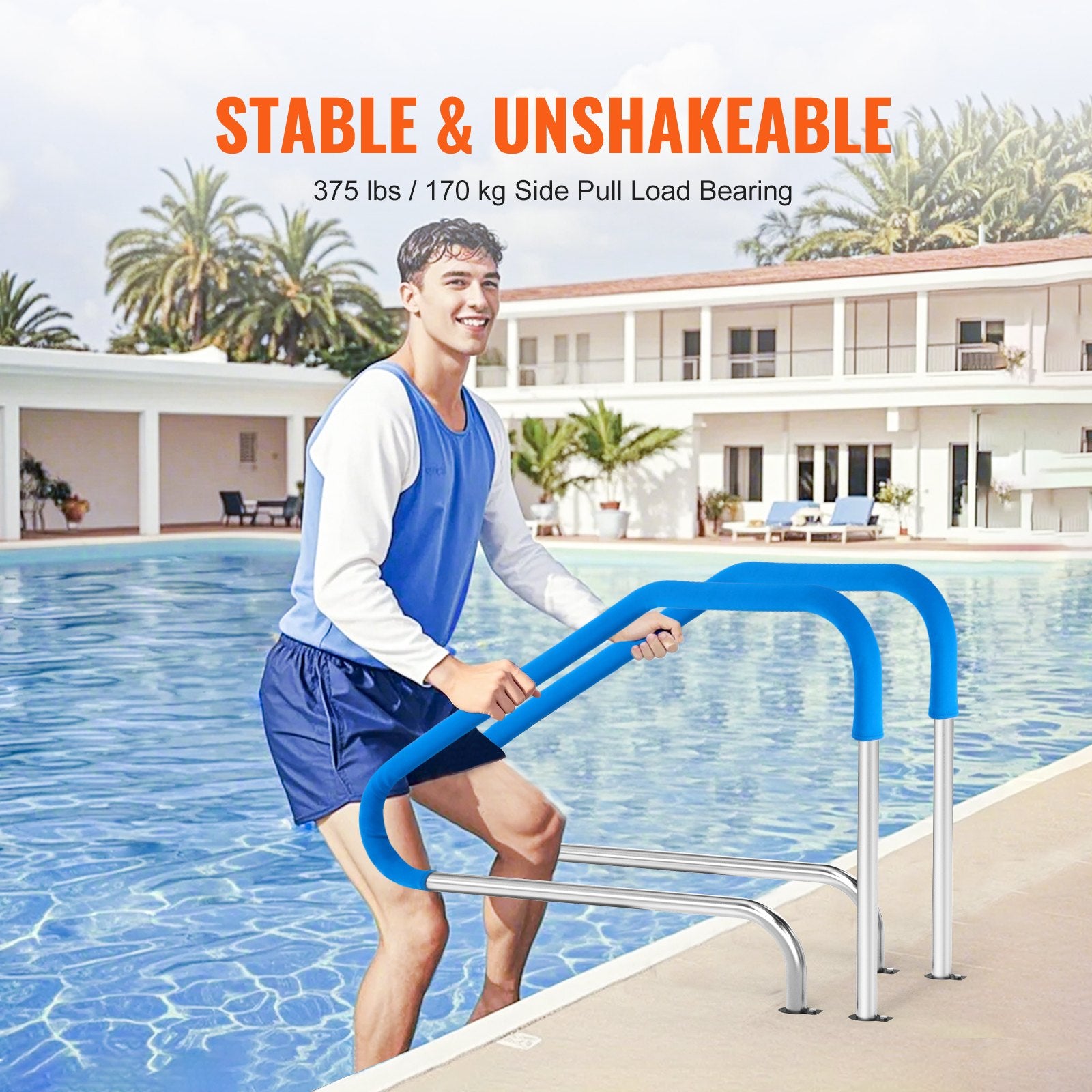 Outdoor Play Equipment: VEVOR Pool Handrail 46 x 37 inch Stainless Steel (Pre-built) for Indoor/Outdoor