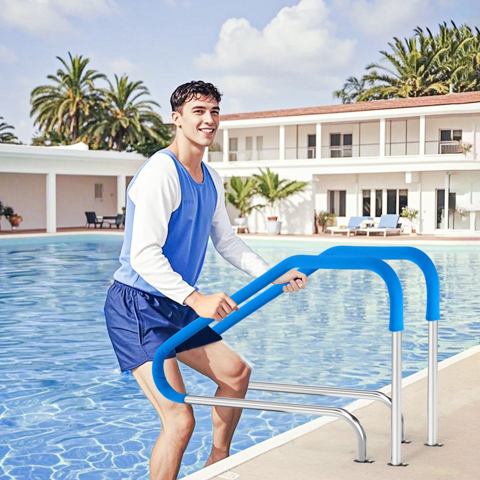Outdoor Play Equipment: VEVOR Pool Handrail 46 x 37 inch Stainless Steel (Pre-built) for Indoor/Outdoor