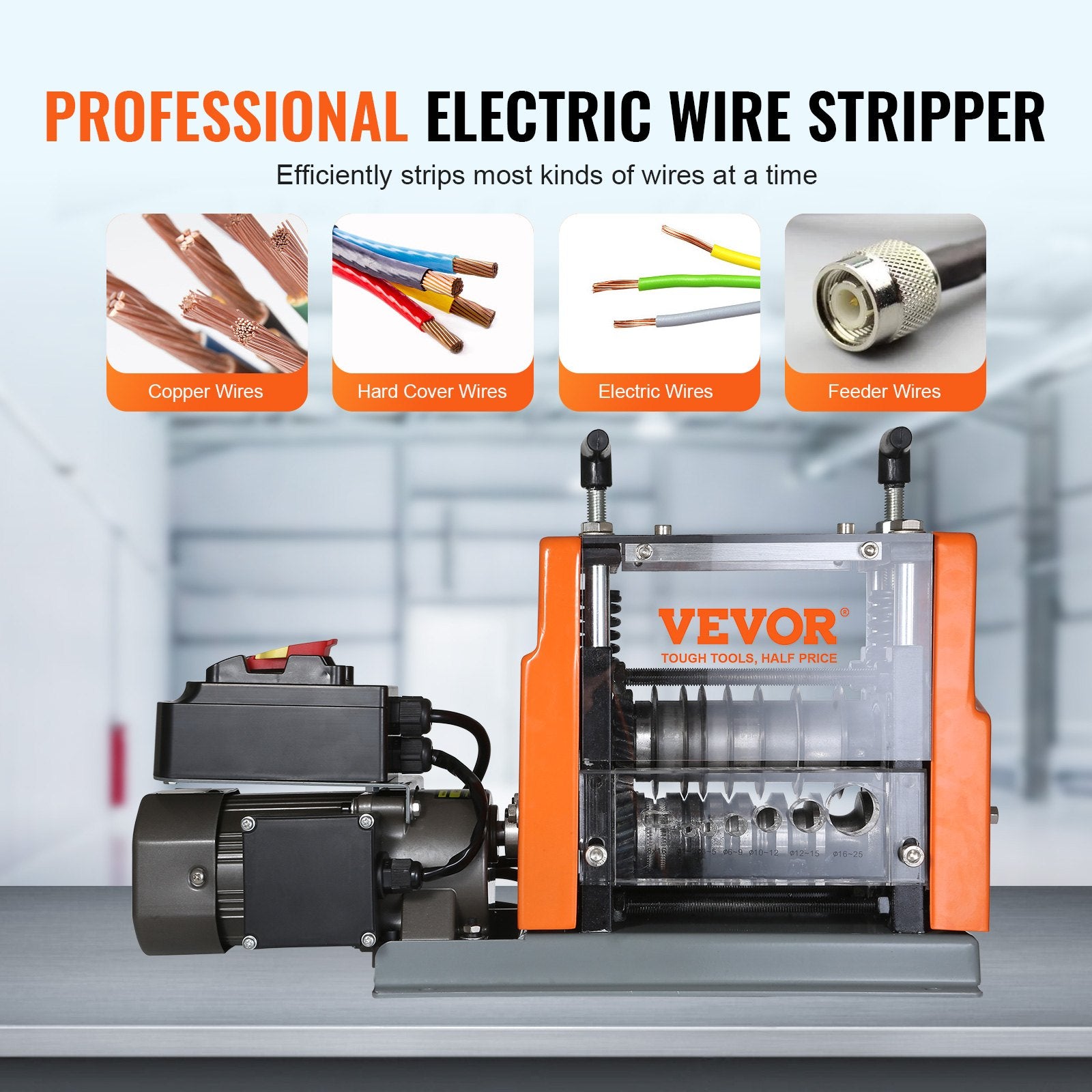 Power & Electrical Supplies: VEVOR Electric Wire Stripping Machine Copper Cable Stripper 1.5-25 mm 60 W