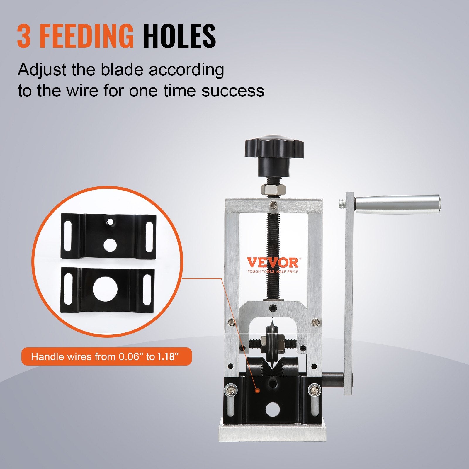 Building Materials: VEVOR Manual Wire Stripping Machine, 0.06''-0.98'' Copper Stripper with Hand Crank or Drill Powered, Visible Stripping Depth Reference, Portable Aluminum Frame Wire Peeler for Scrap Copper Recycling