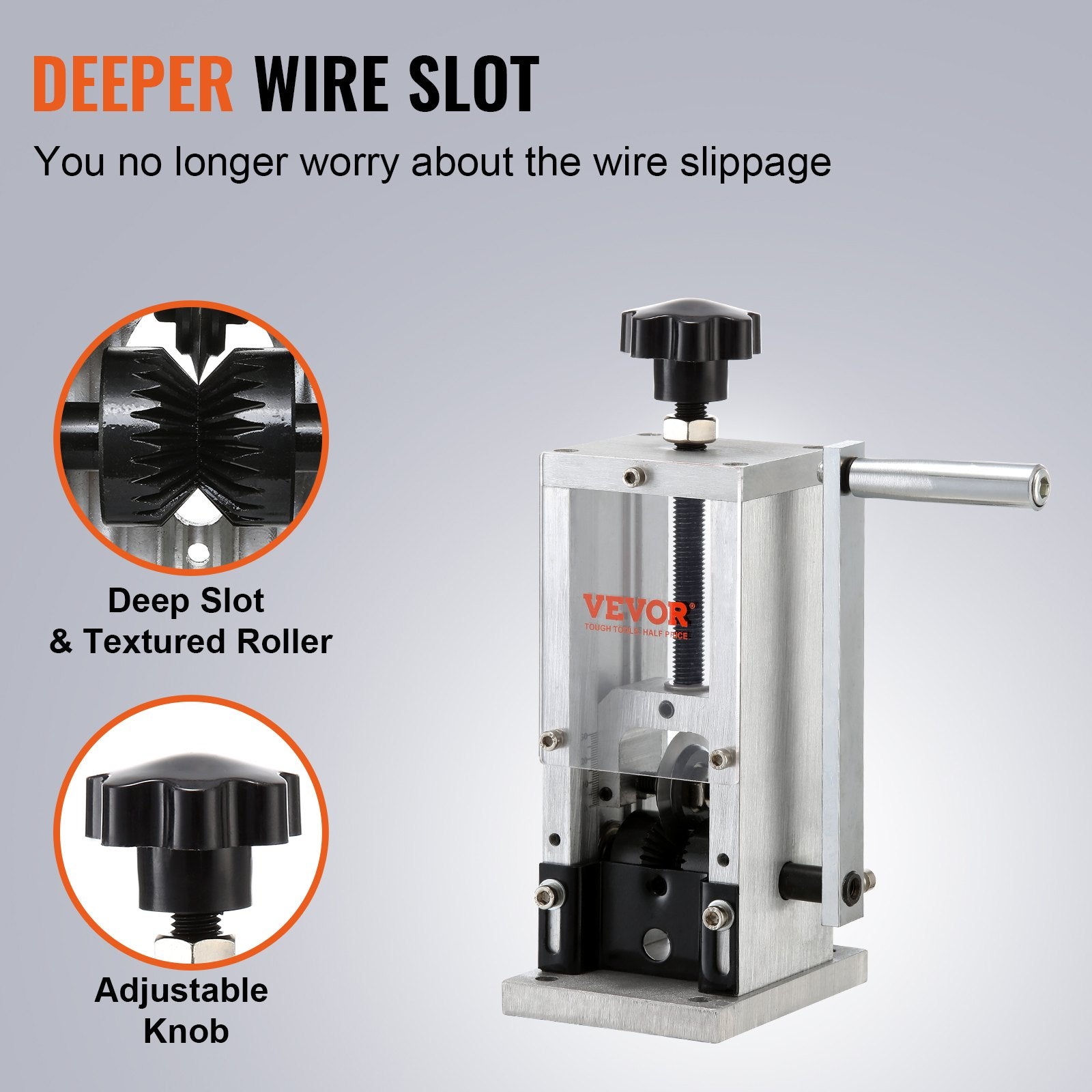 Building Materials: VEVOR Manual Wire Stripping Machine, 0.06''-0.98'' Copper Stripper with Hand Crank or Drill Powered, Visible Stripping Depth Reference, Portable Aluminum Frame Wire Peeler for Scrap Copper Recycling
