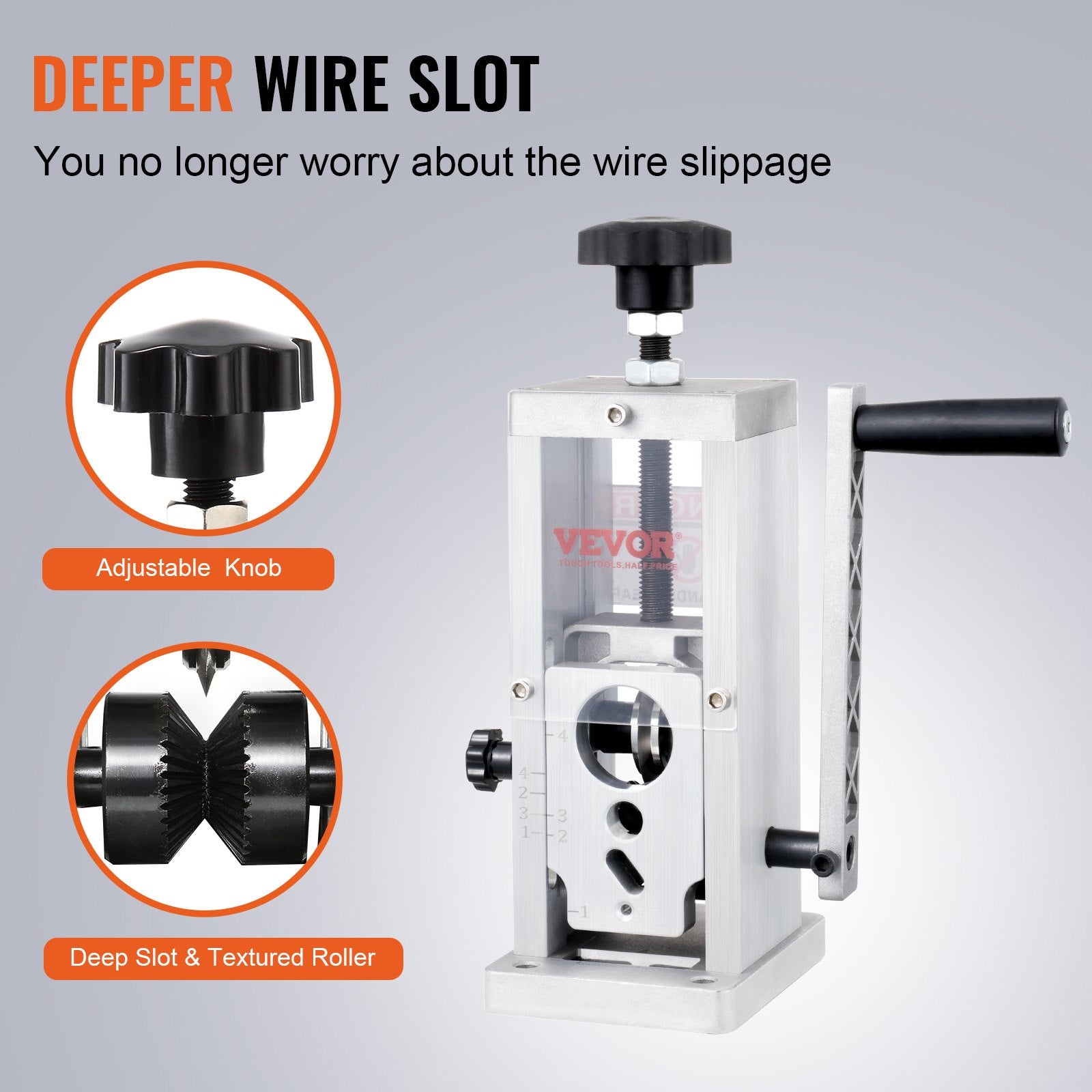 Building Materials: VEVOR Manual Wire Stripping Machine, 0.06''-1.5'' Copper Stripper with Hand Crank or Drill Powered, Visible Stripping Depth Reference, Portable Aluminum Frame Wire Peeler for Scrap Copper Recycling