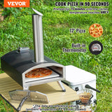 BBQs & Accessories: VEVOR Outdoor Pizza Oven, 12" Wood Fired Pizza Ovens, Pellet Pizza Stove with Thermometer, Portable Pizza Maker for Outside Backyard Patio Camping, Pizza Stone, Carry Bag, Shovel, Black