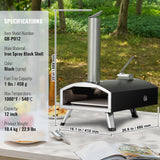 BBQs & Accessories: VEVOR Outdoor Pizza Oven, 12" Wood Fired Pizza Ovens, Pellet Pizza Stove with Thermometer, Portable Pizza Maker for Outside Backyard Patio Camping, Pizza Stone, Carry Bag, Shovel, Black