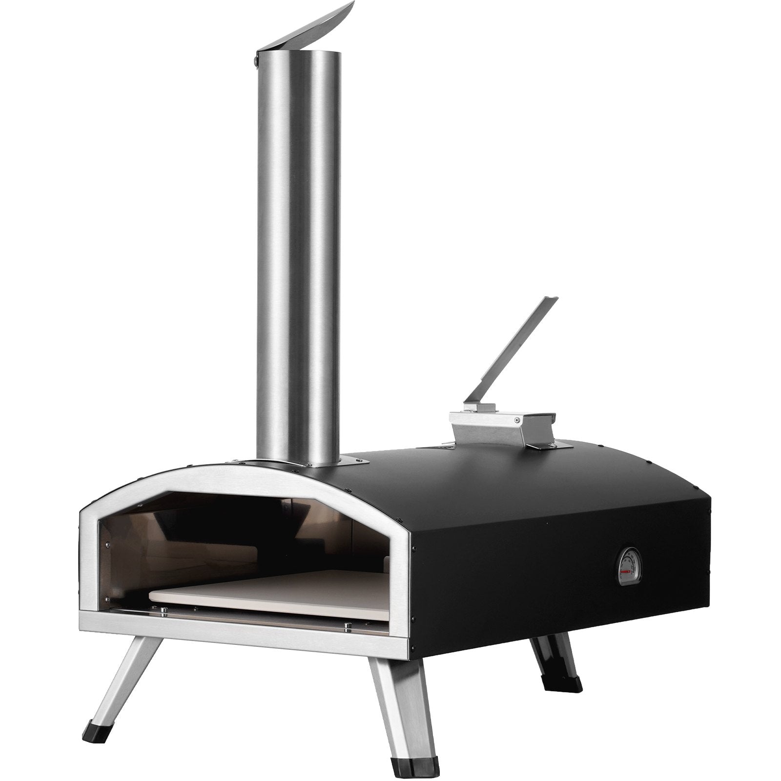 BBQs & Accessories: VEVOR Outdoor Pizza Oven, 12" Wood Fired Pizza Ovens, Pellet Pizza Stove with Thermometer, Portable Pizza Maker for Outside Backyard Patio Camping, Pizza Stone, Carry Bag, Shovel, Black