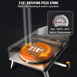 BBQs & Accessories: VEVOR Outdoor Pizza Oven, 12" Wood Fired Pizza Ovens, Pellet Pizza Stove with Built-in Thermometer, with Thickened Cordierite, Rotating Pizza Stone, Carry Bag, Shovel,  Portable Pizza Maker for Outside Backyard Patio Camping Black