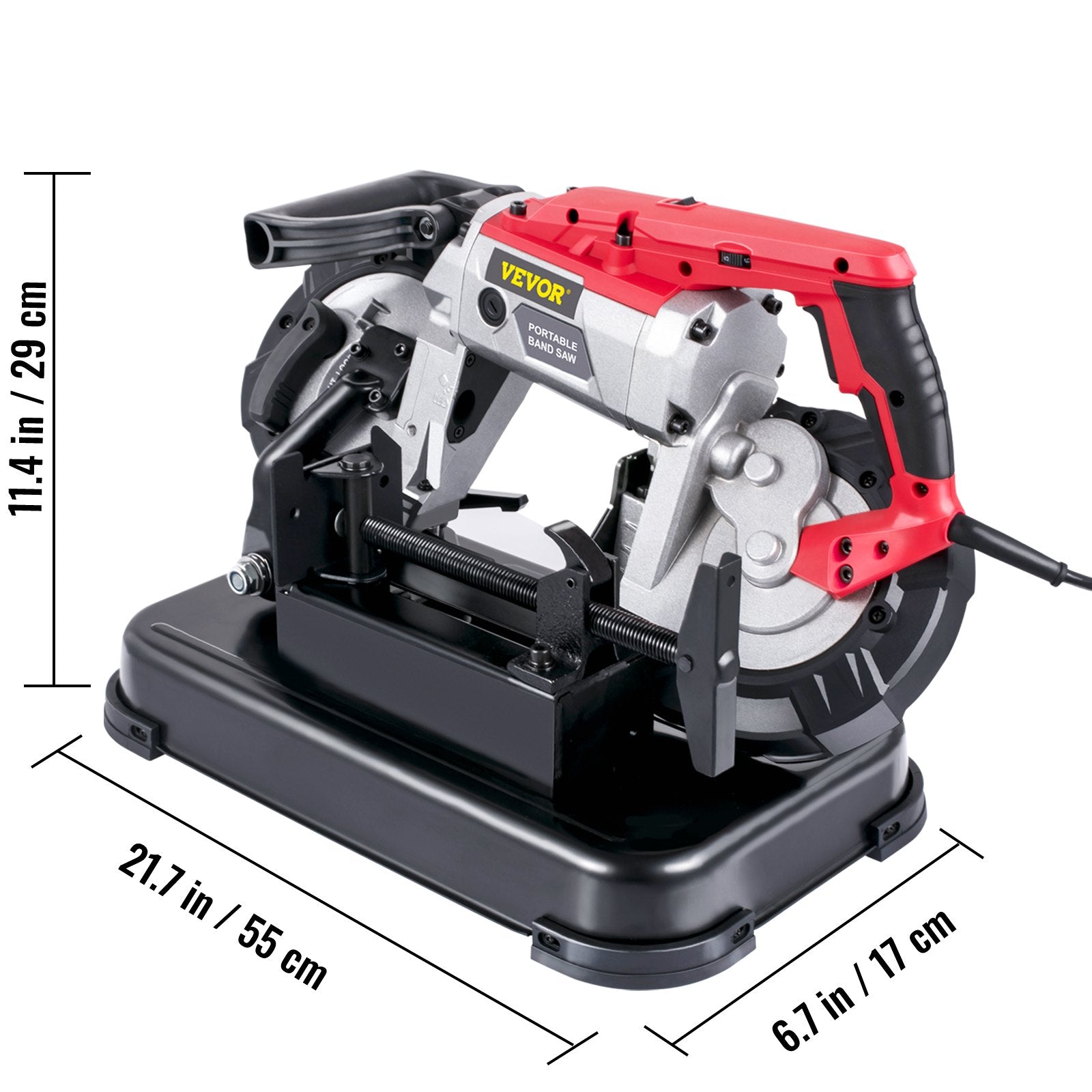 Portable Band Saw,with Removable Alloy Steel Base Cordless Band Saw,127mm Cutting Capacity Hand held Band Saw,Variable Speed Portable Bandsaw, 10Amp Motor Deep Cut Band saw for Metal Wood
