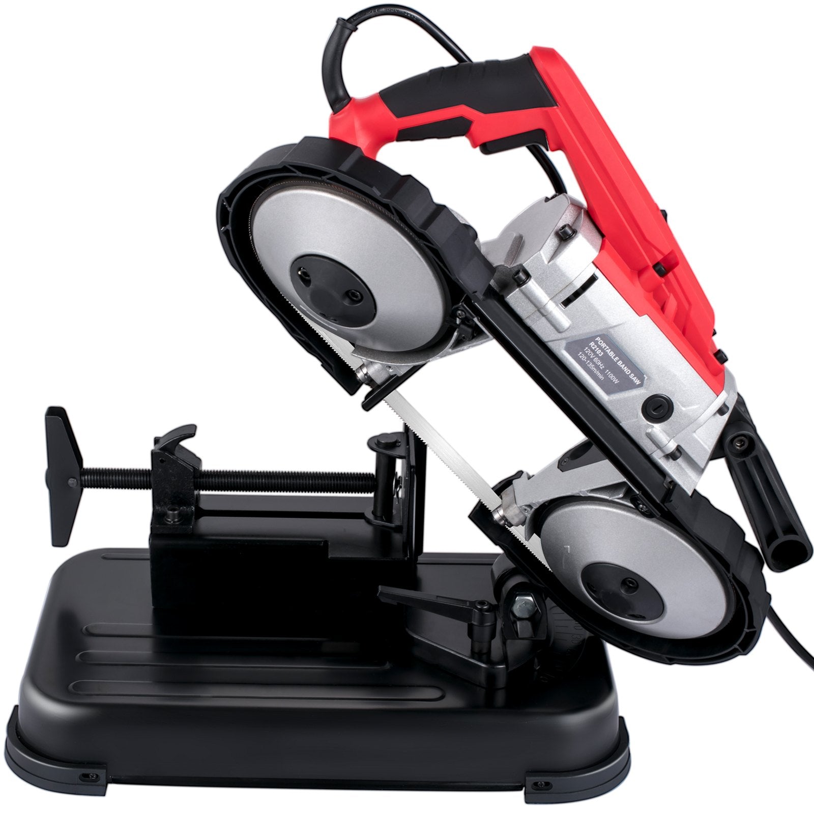 Portable Band Saw,with Removable Alloy Steel Base Cordless Band Saw,127mm Cutting Capacity Hand held Band Saw,Variable Speed Portable Bandsaw, 10Amp Motor Deep Cut Band saw for Metal Wood
