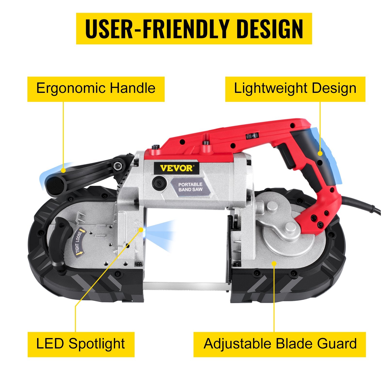 Gardening Tools: VEVOR Variable-Speed 127mm Deep Cut Portable Band Saw 220V 10Amp Motor Handheld