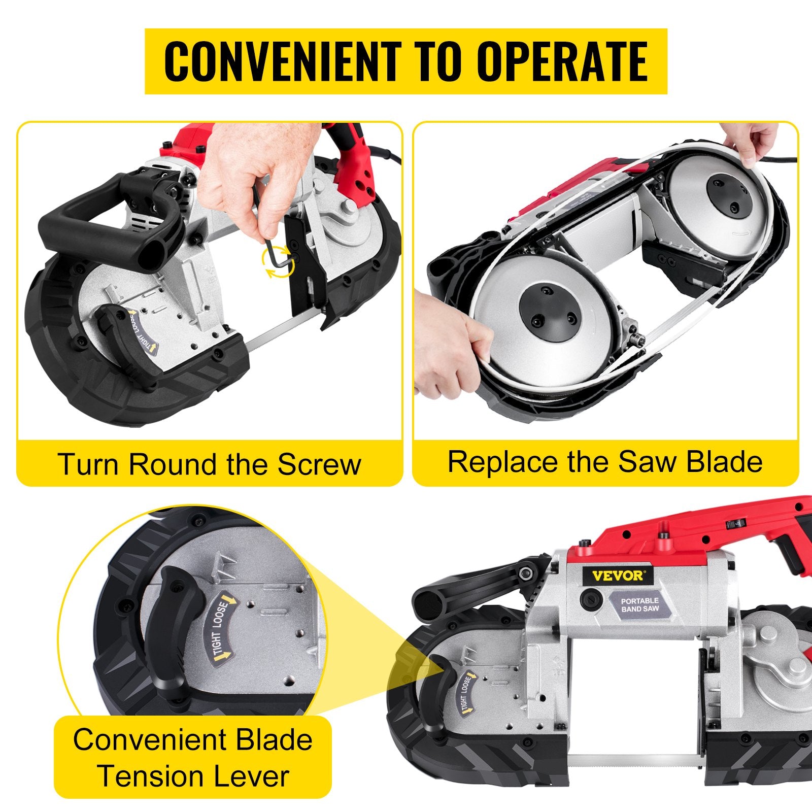 Gardening Tools: VEVOR Variable-Speed 127mm Deep Cut Portable Band Saw 220V 10Amp Motor Handheld