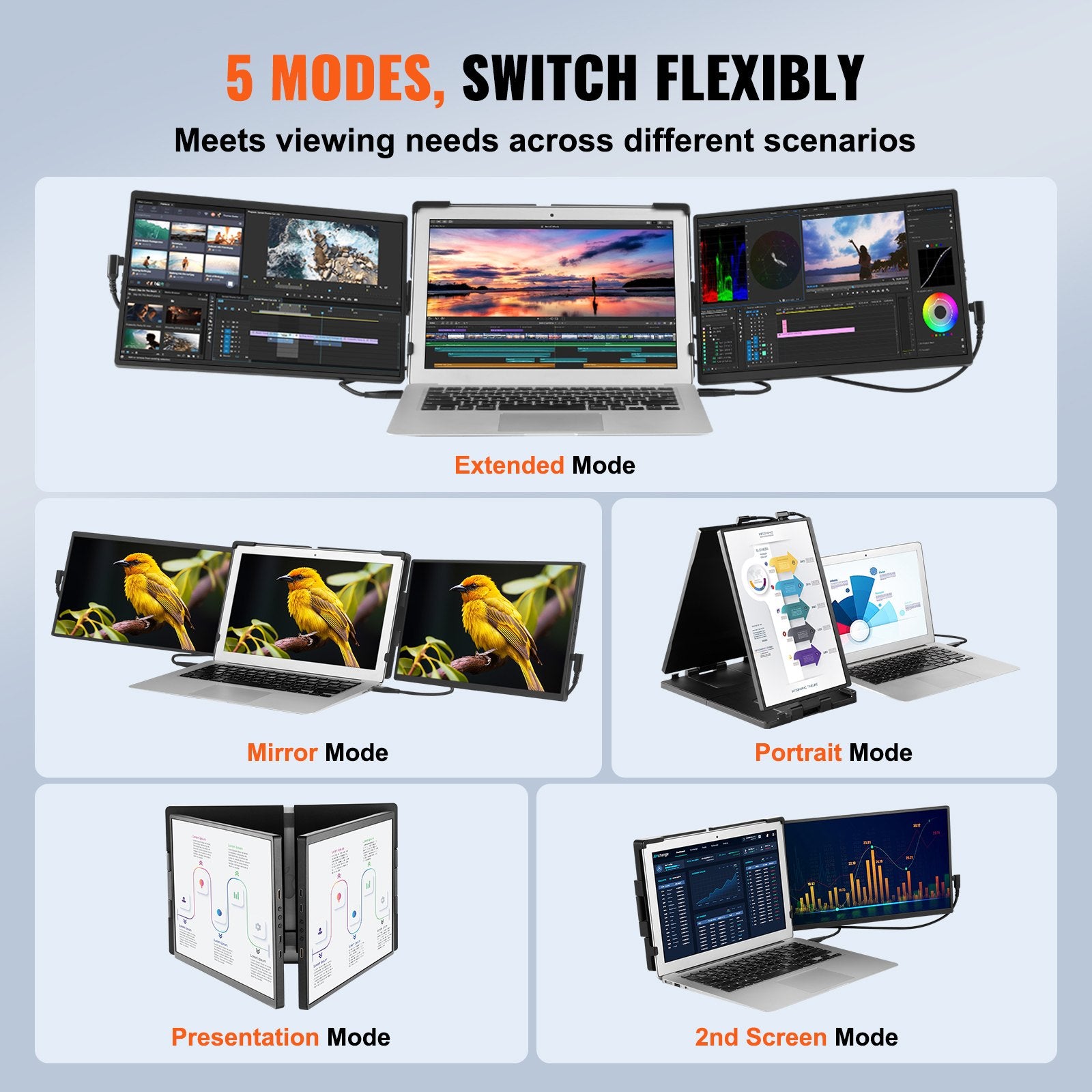 Laptop Screen Extender 14" HD 1080P Portable Monitor for 13"-17" Laptop