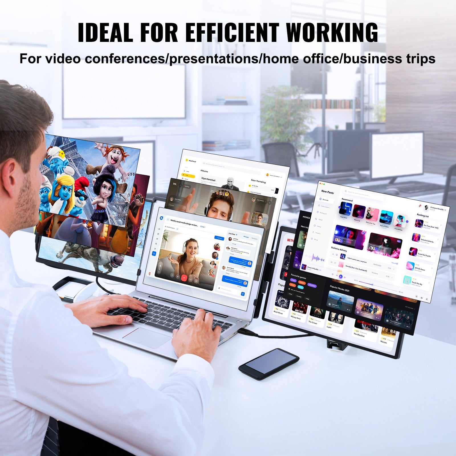 Laptop Screen Extender 14" HD 1080P Portable Monitor for 13"-17" Laptop