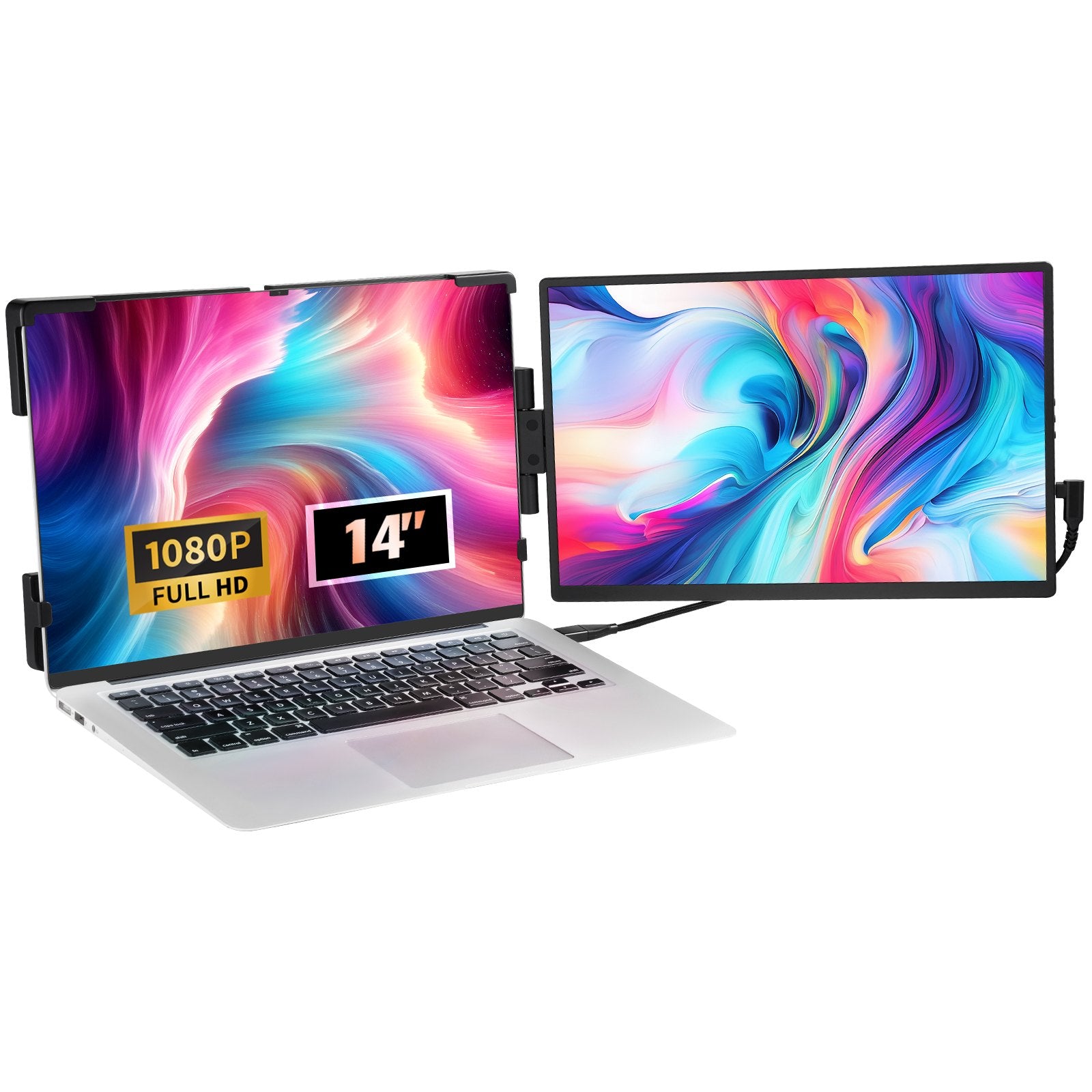 Laptop Screen Extender 14in HD 1080P Portable Monitor for 13"-17" Laptop
