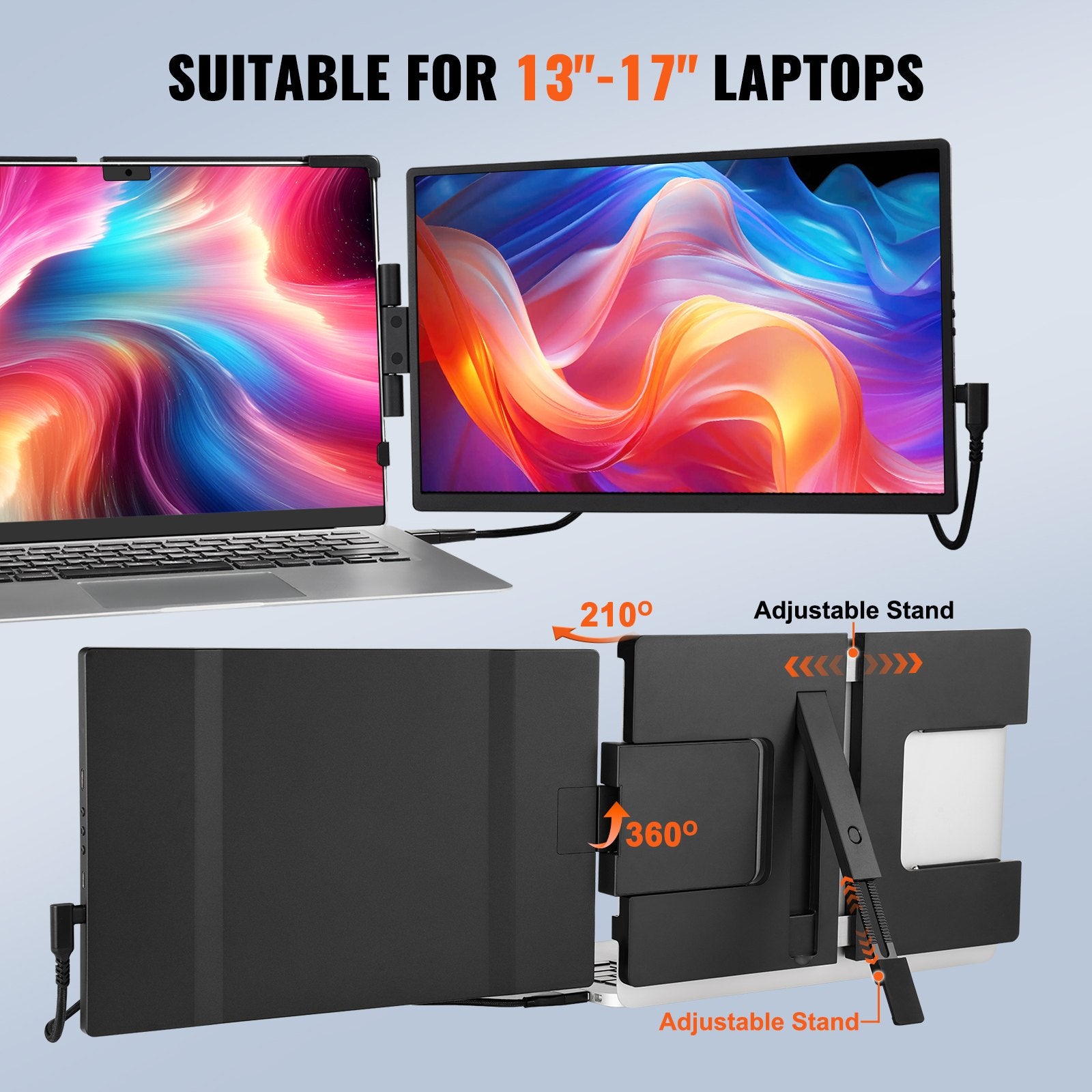 Laptop Screen Extender 14in HD 1080P Portable Monitor for 13"-17" Laptop