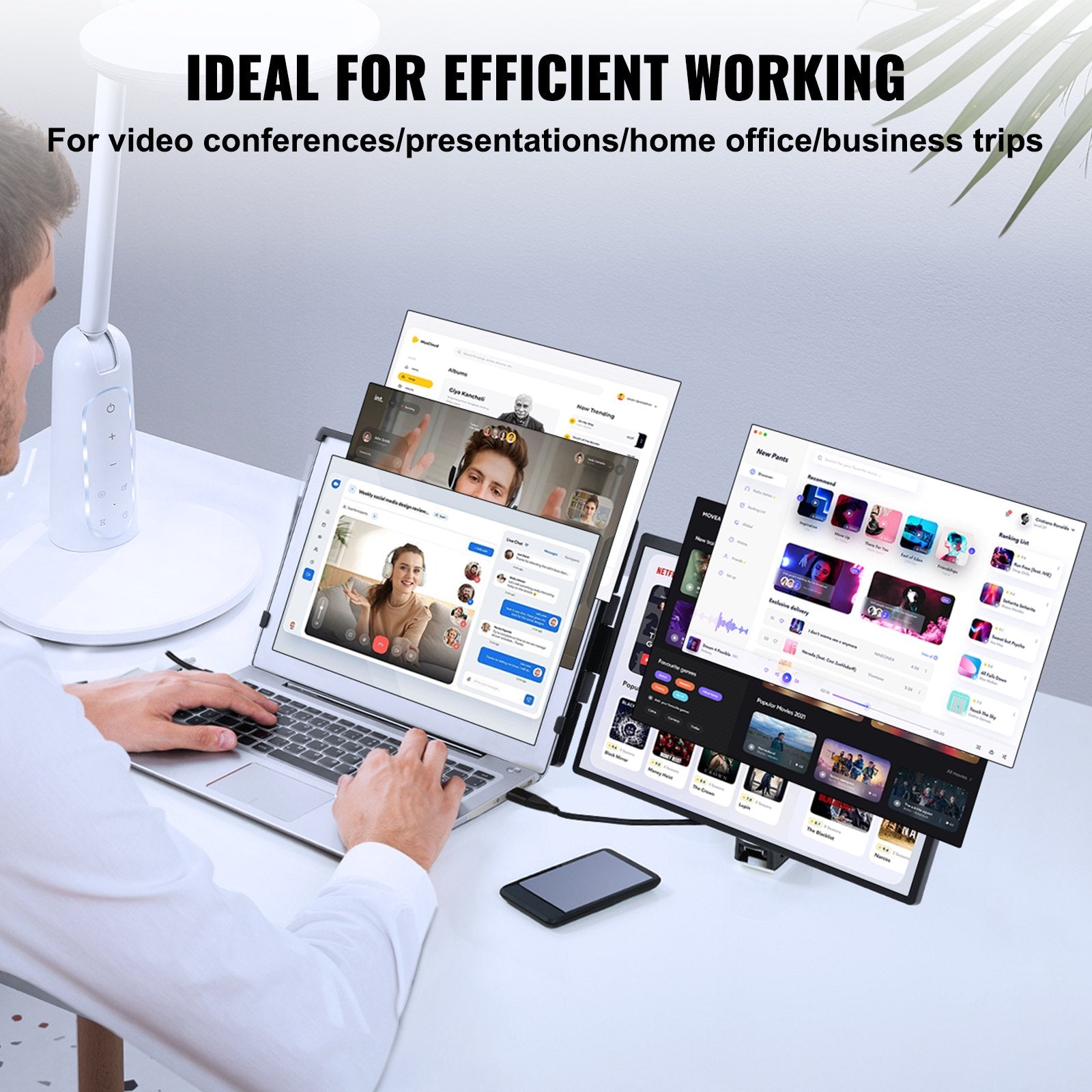 Laptop Screen Extender 14in HD 1080P Portable Monitor for 13"-17" Laptop