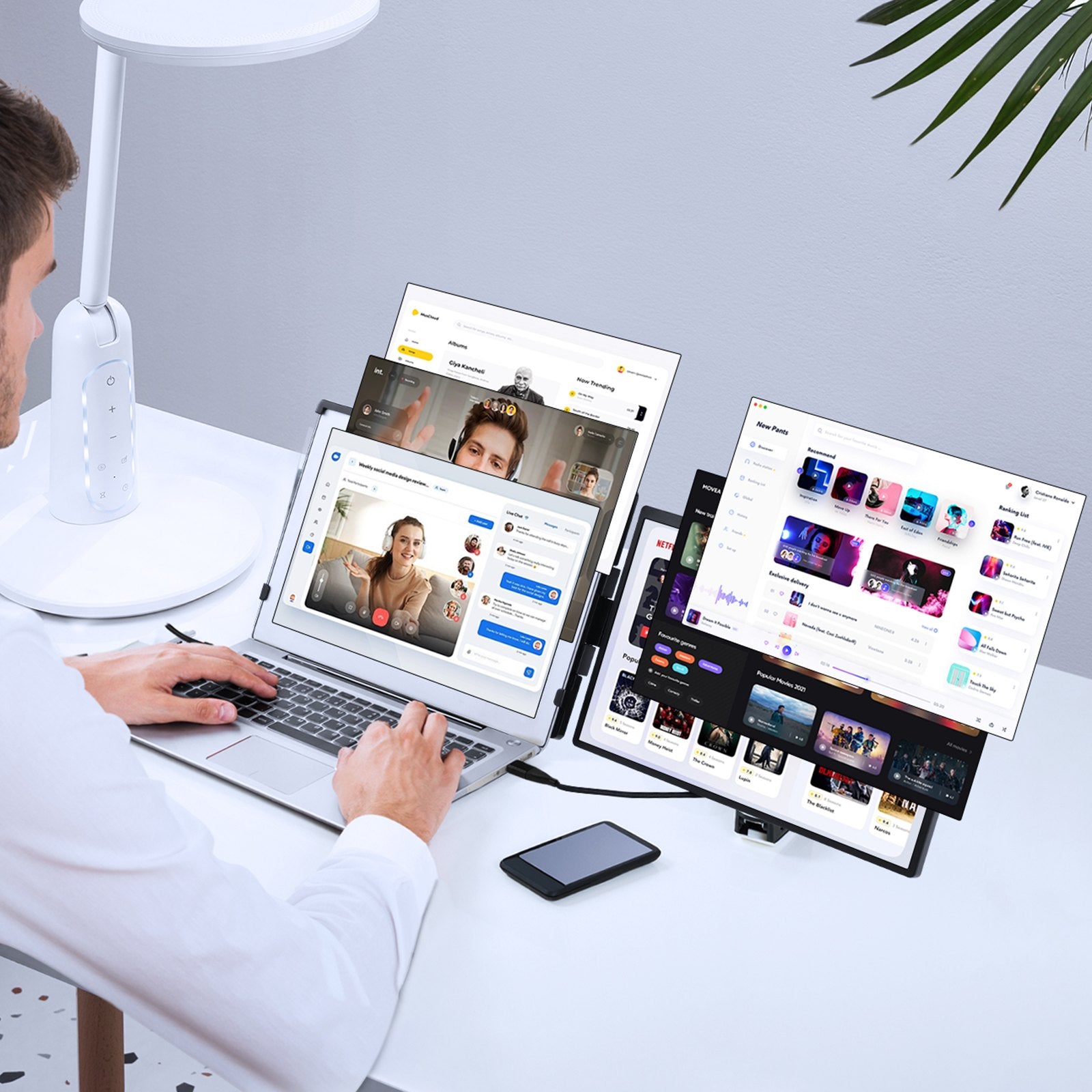 Laptop Screen Extender 14in HD 1080P Portable Monitor for 13"-17" Laptop