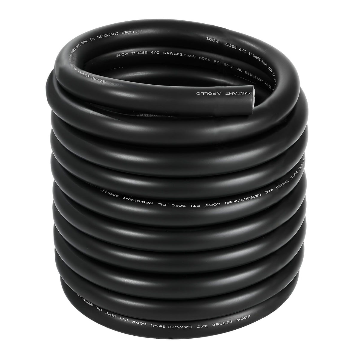 7.62 m 6AWG Portable Power Cable (4 Conductor), Heavy Duty 600V SOOW Electrical Power Cable, Industrial Grade Electric Wire, Premium CPE Rubber Jacket, Copper Extension Cord for Welder Machine