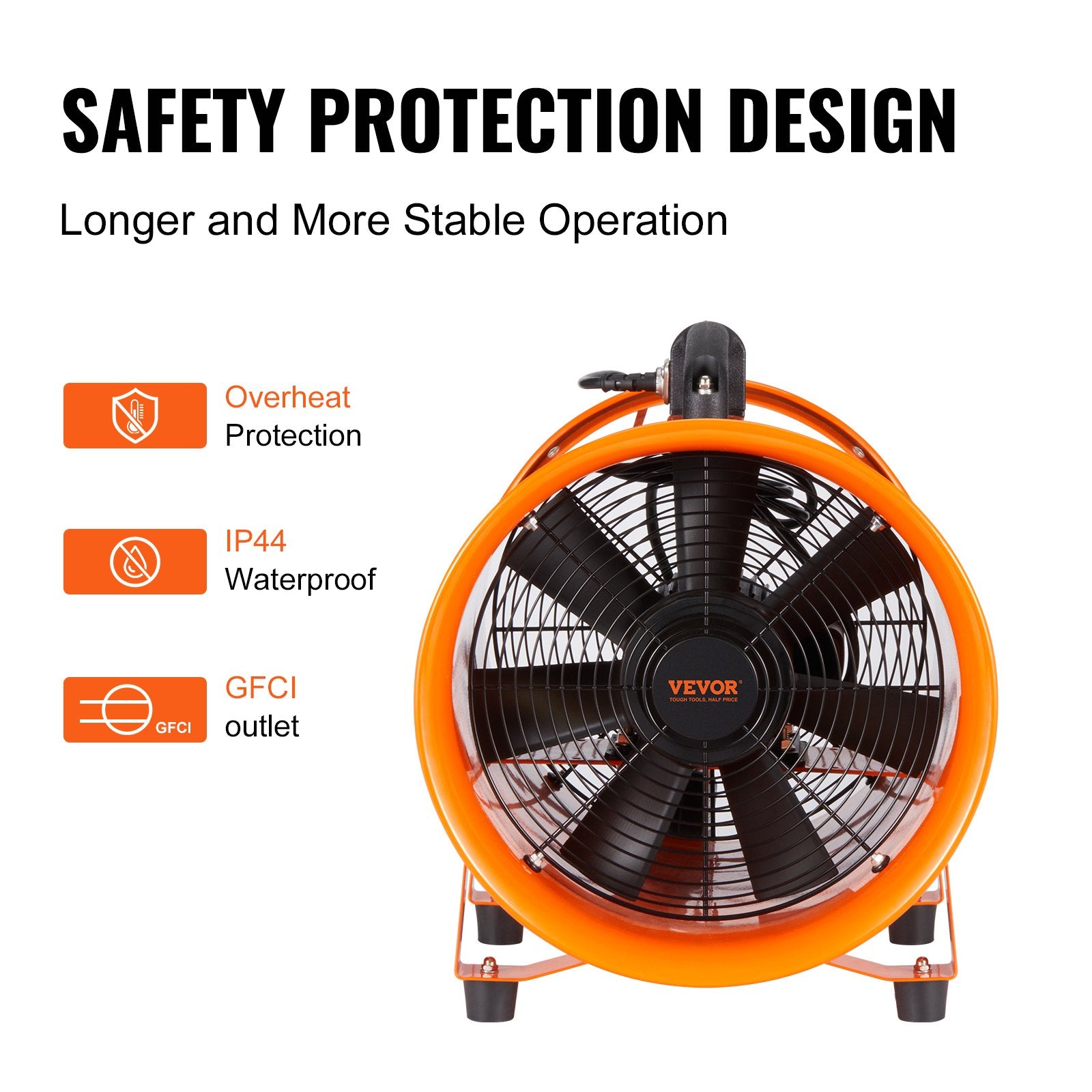 Desktops & Accessories: VEVOR Portable Ventilator, 203.2mm/8inch Heavy Duty Cylinder Fan with 10m Duct Hose, 145W Strong Shop Exhaust Blower 1020CFM, Industrial Utility Blower for Sucking Dust, Smoke, Smoke Home/Workplace