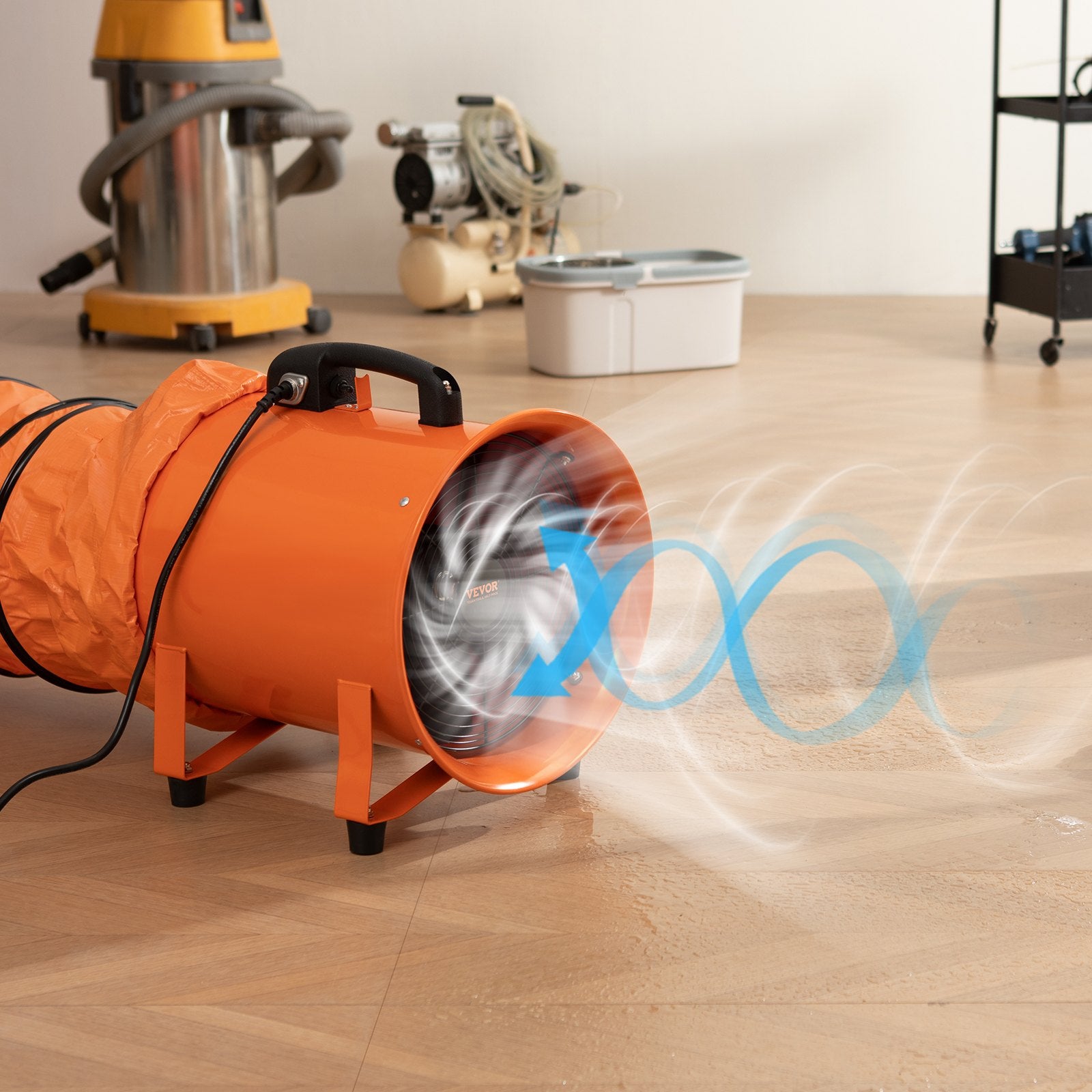Desktops & Accessories: VEVOR Portable Ventilator, 203.2mm/8inch Heavy Duty Cylinder Fan with 10m Duct Hose, 145W Strong Shop Exhaust Blower 1020CFM, Industrial Utility Blower for Sucking Dust, Smoke, Smoke Home/Workplace