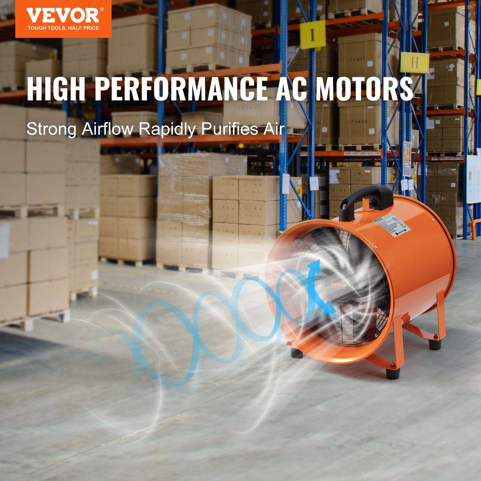 Desktops & Accessories: VEVOR Portable Ventilator, 254mm/10inch Heavy Duty Cylinder Fan with 5m Duct Hose, 255W Strong Shop Exhaust Blower 1720CFM, Industrial Utility Blower for Sucking Dust, Smoke, Smoke Home/Workplace
