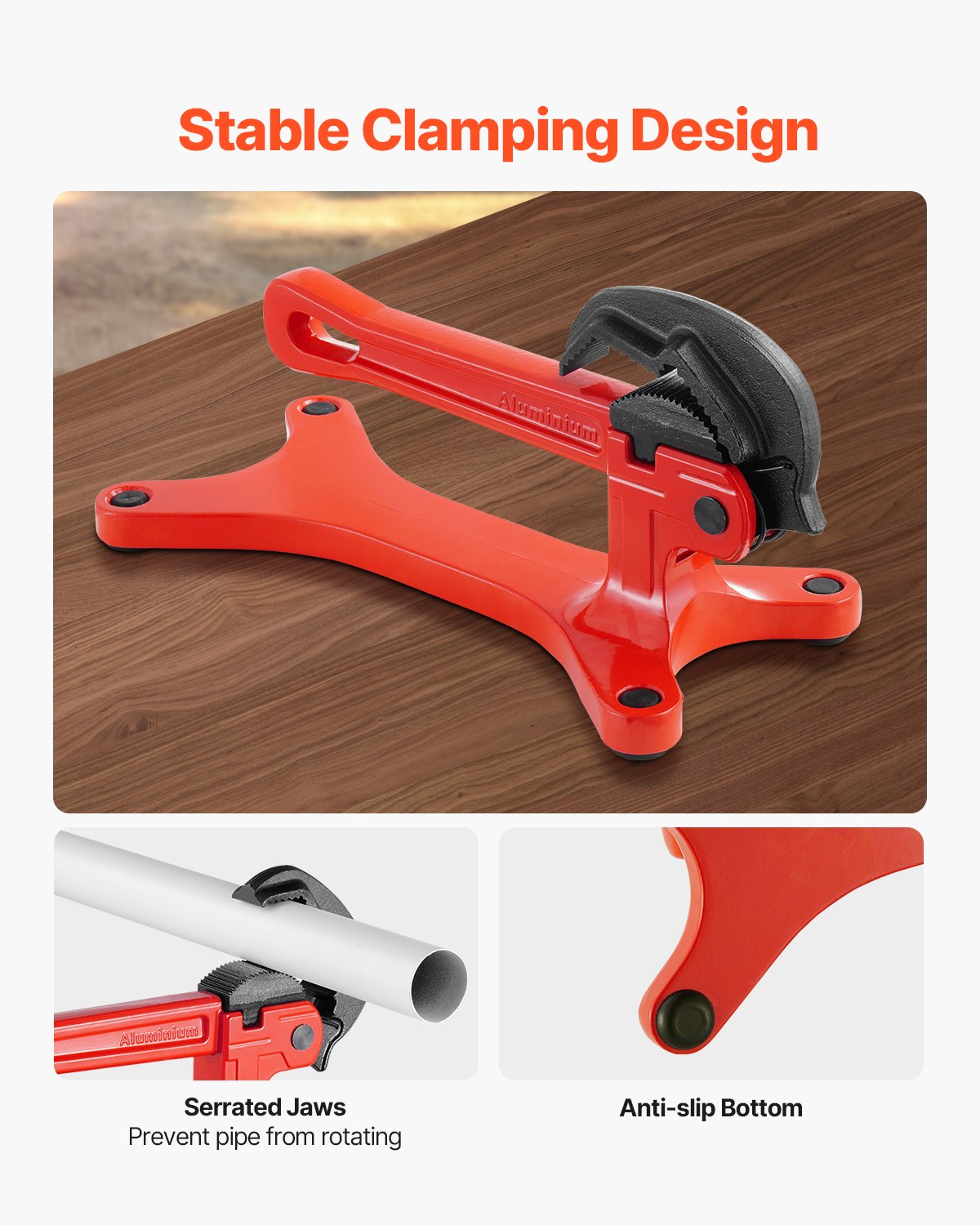 Portable Pipe Vise, Lightweight Aluminum Pipe Vise with 1/8" to 1-1/2" Clamping Capacity, Ideal for Onsite Plumbing Installation, Repair, and Maintenance