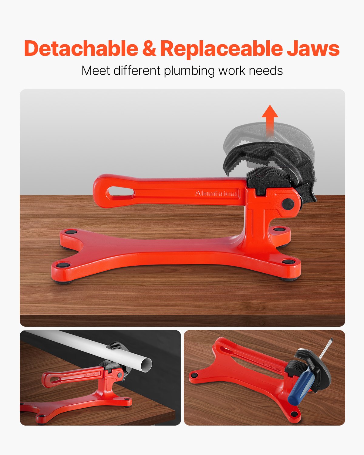 Portable Pipe Vise, Lightweight Aluminum Pipe Vise with 1/8" to 1-1/2" Clamping Capacity, Ideal for Onsite Plumbing Installation, Repair, and Maintenance