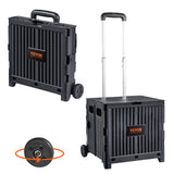 Cat Carriers & Crates: VEVOR Foldable Utility Cart, 36 kg Load Capacity, Folding Portable Rolling Crate Handcart with Durable Heavy Duty Telescoping Handle and 2 Wheels for Travel Shopping Moving Luggage Office Use, Black