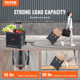 Cat Carriers & Crates: VEVOR Foldable Utility Cart, 36 kg Load Capacity, Folding Portable Rolling Crate Handcart with Durable Heavy Duty Telescoping Handle and 2 Wheels for Travel Shopping Moving Luggage Office Use, Black