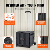 Cat Carriers & Crates: VEVOR Foldable Utility Cart, 36 kg Load Capacity, Folding Portable Rolling Crate Handcart with Durable Heavy Duty Telescoping Handle and 2 Wheels for Travel Shopping Moving Luggage Office Use, Black