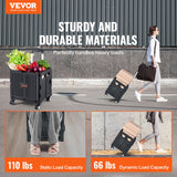 Cat Carriers & Crates: VEVOR Foldable Utility Cart, 50 kg Load Capacity, Folding Portable Rolling Crate Handcart with Heavy Duty Telescoping Handle and 4 Rotate Wheels for Travel Shopping Moving Luggage Office Use, Black
