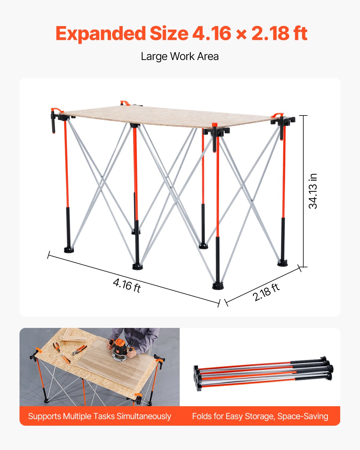 Work Benches: VEVOR Portable Folding Workstand 1267 x 665 mm Collapsible Work Stand 1135 kg